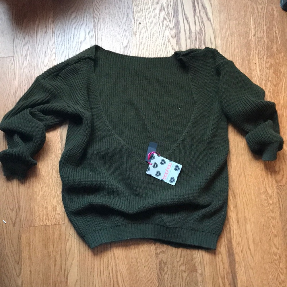 Khaki low back chunky sweater